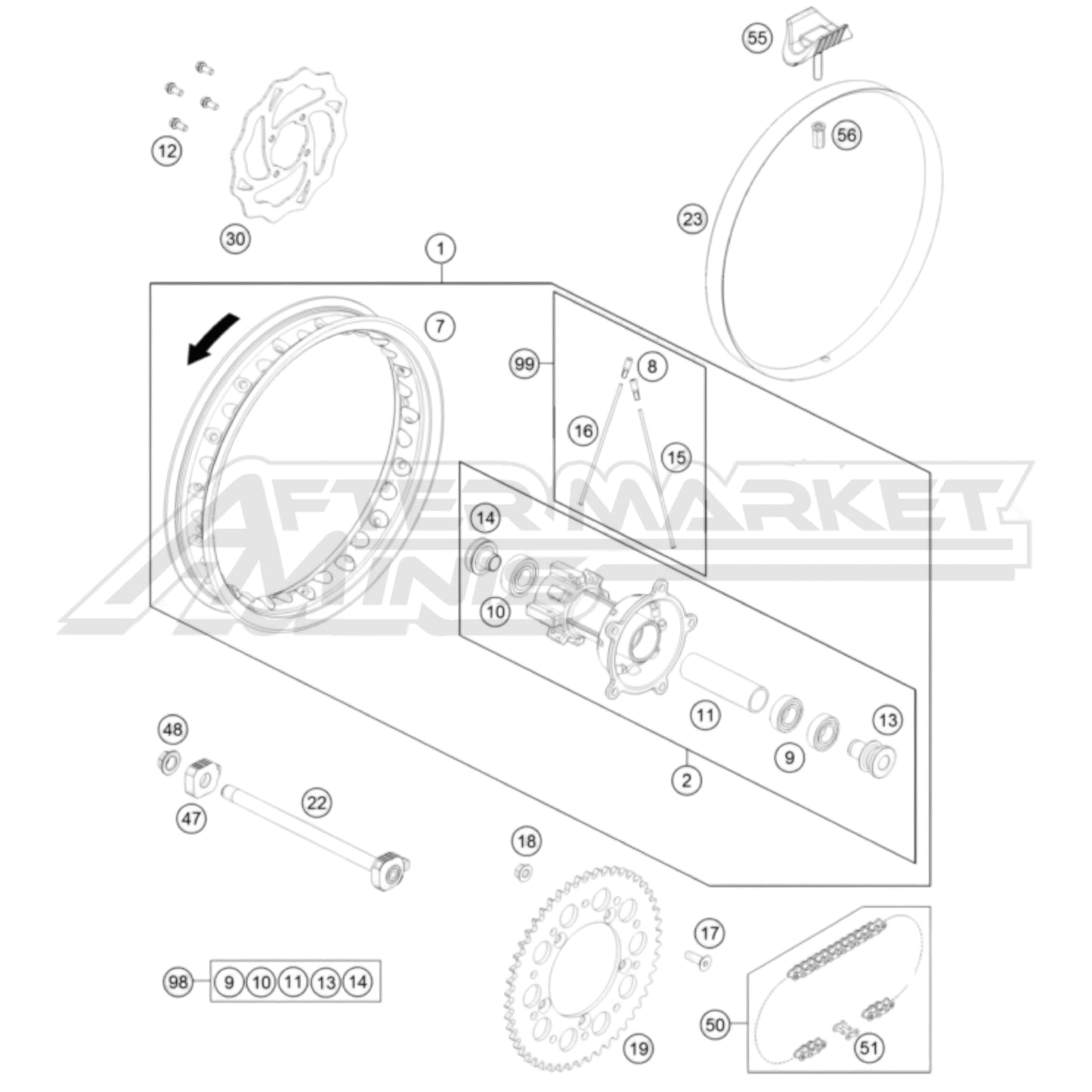 Gas Gas MC 65 Rear Wheel 2021-2022