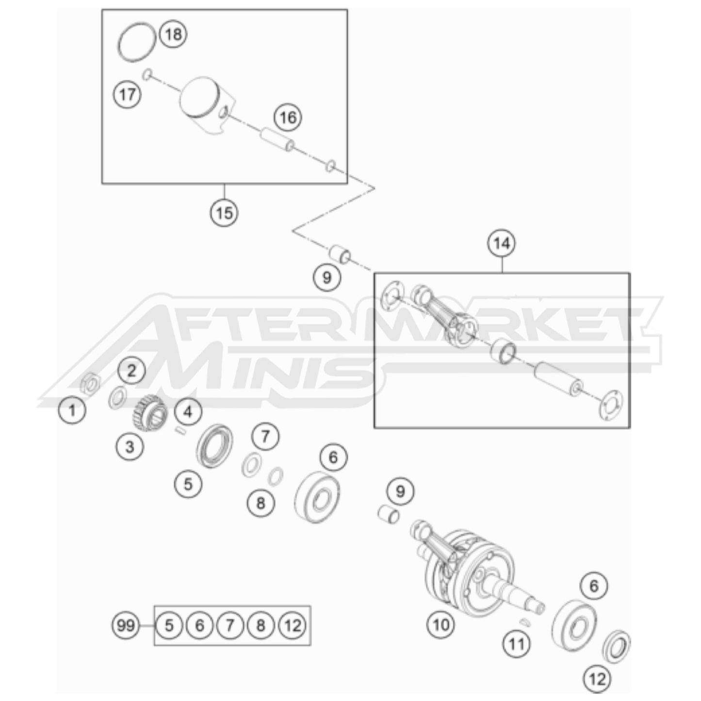 KTM 65 SX Crankshaft / Piston 2009-2023