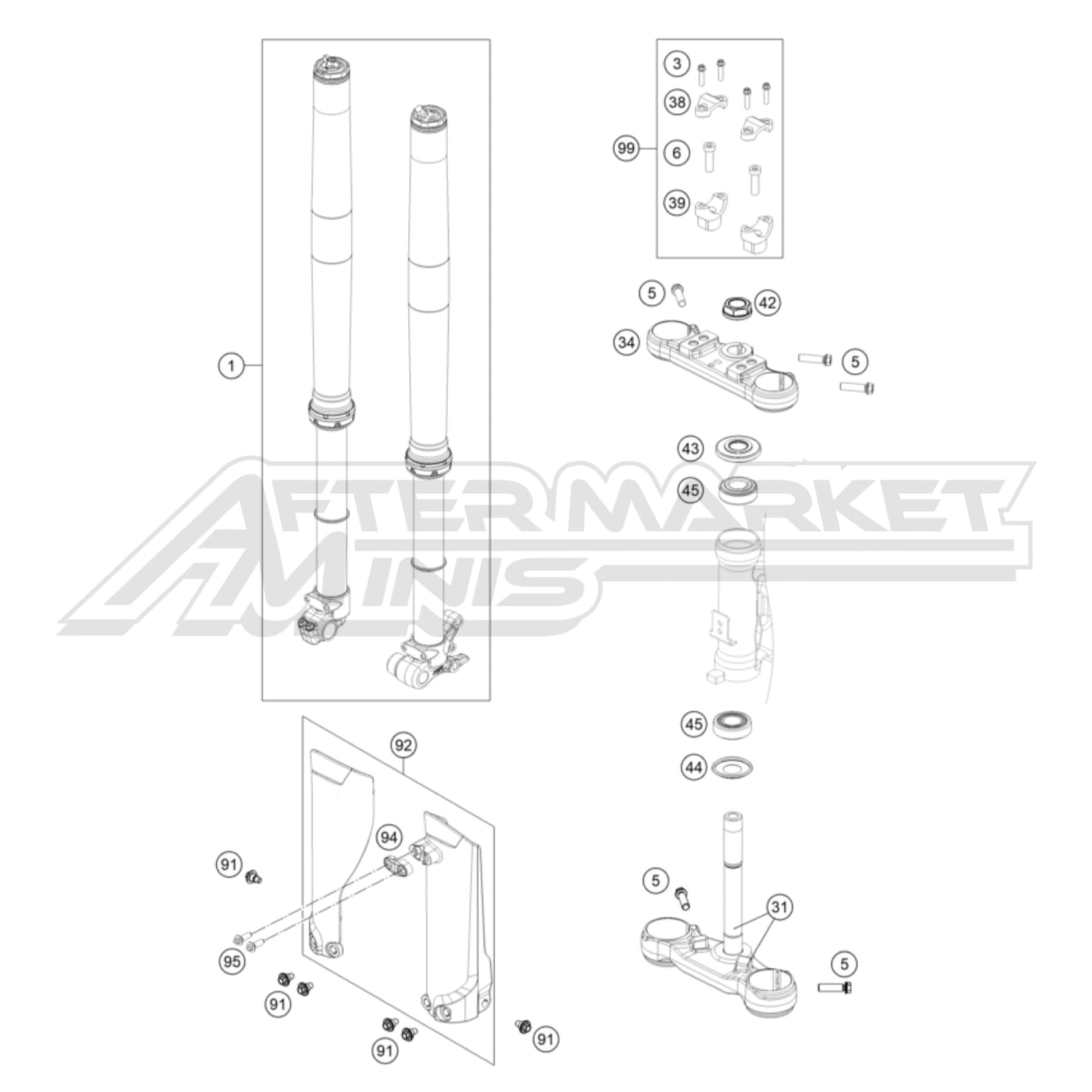 2025 Husqvarna TC 65 - Front Fork / Triple Clamp