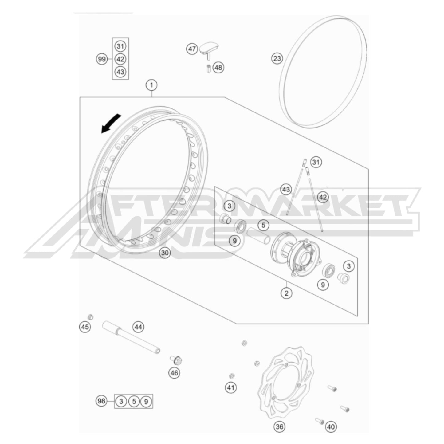 KTM 65 SX Front Wheel 2012-2023