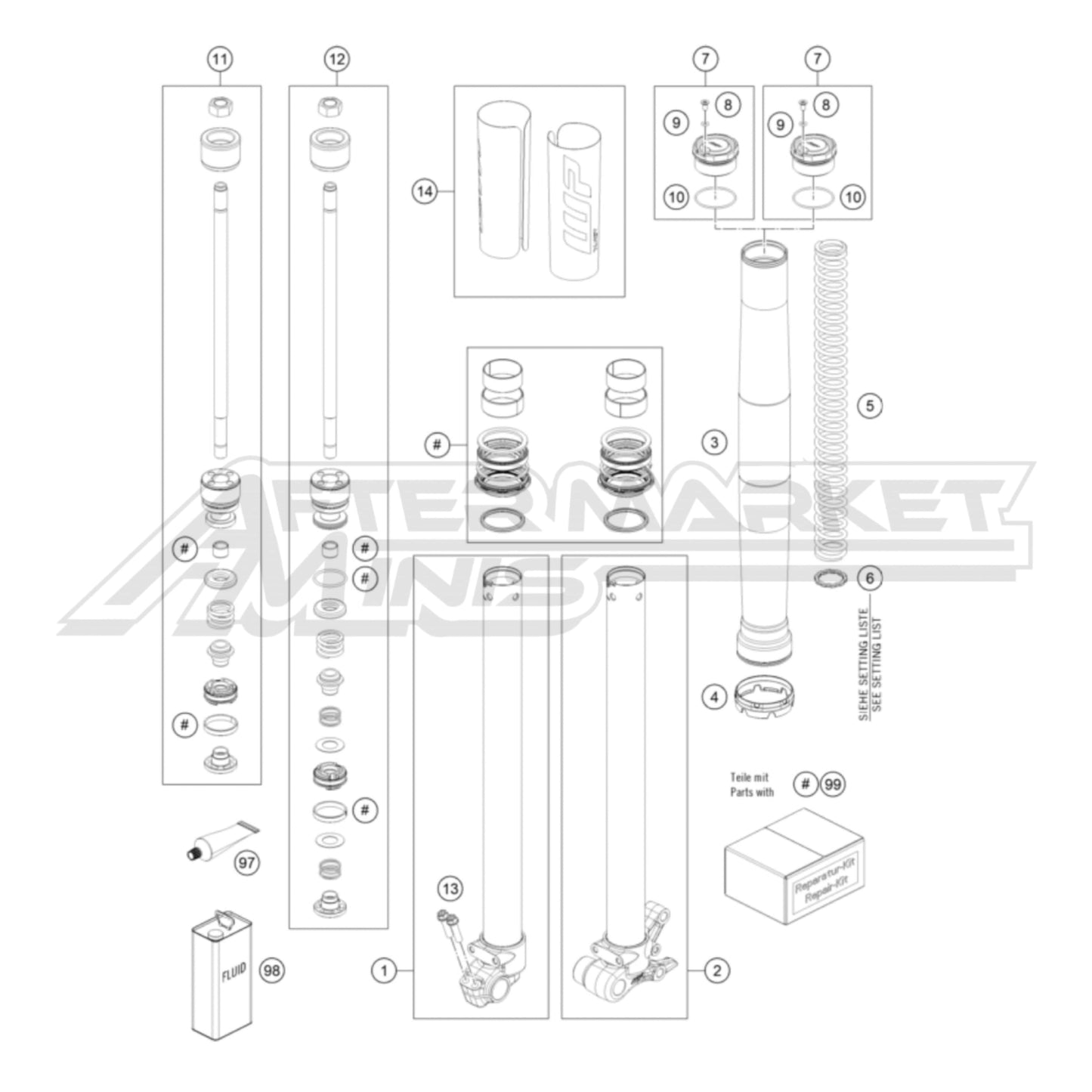 Gas Gas MC-E 3 - Front Fork Disassembled 2023-2024