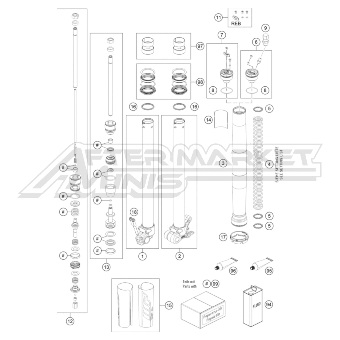 Gas Gas MC-E 5 - Front Fork Disassembled 2021-2024