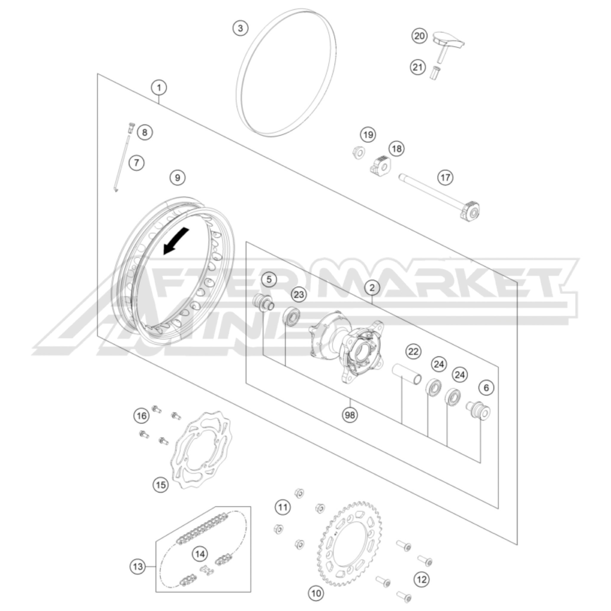 2025 KTM 50 SX Rear Wheel Parts | OEM & Aftermarket – Aftermarket