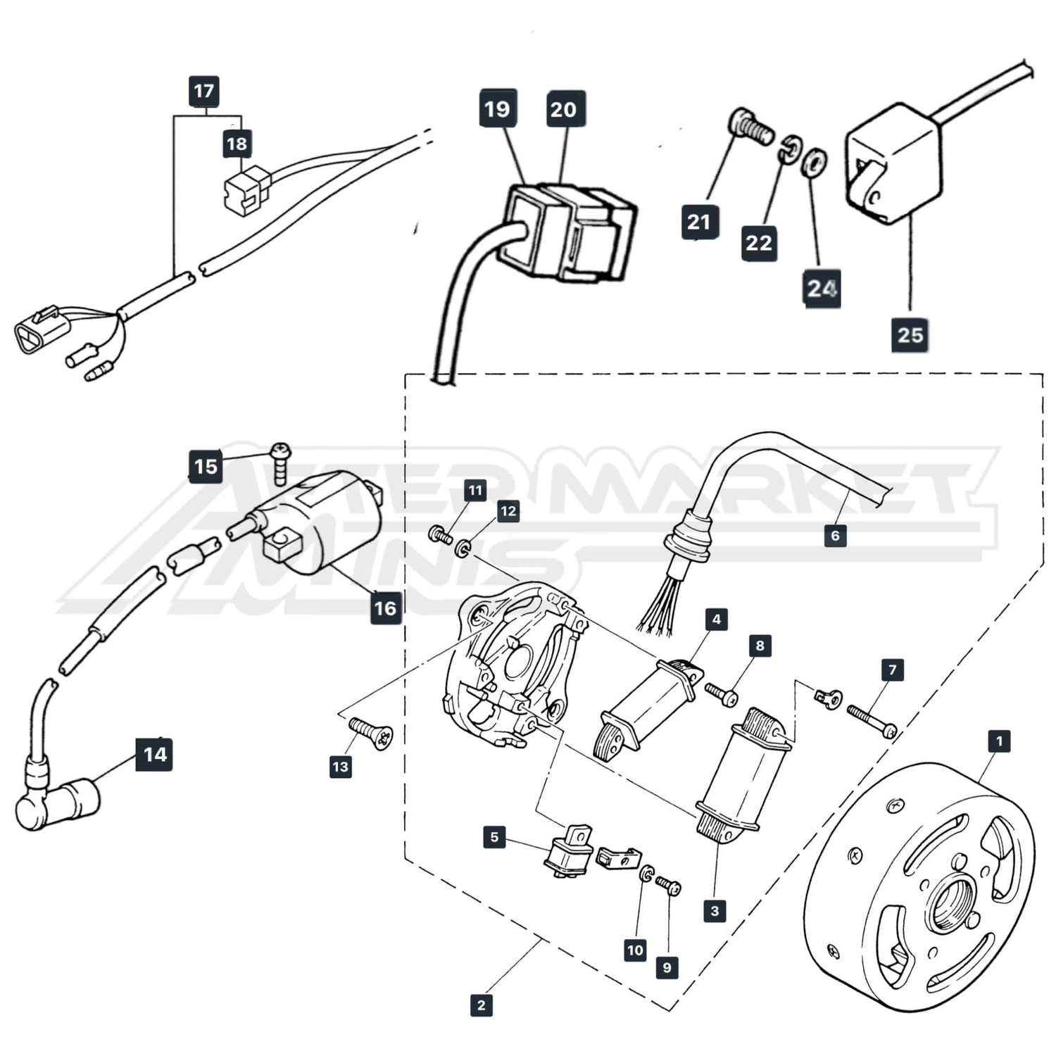 Yamaha PW50 Electrical System parts diagram