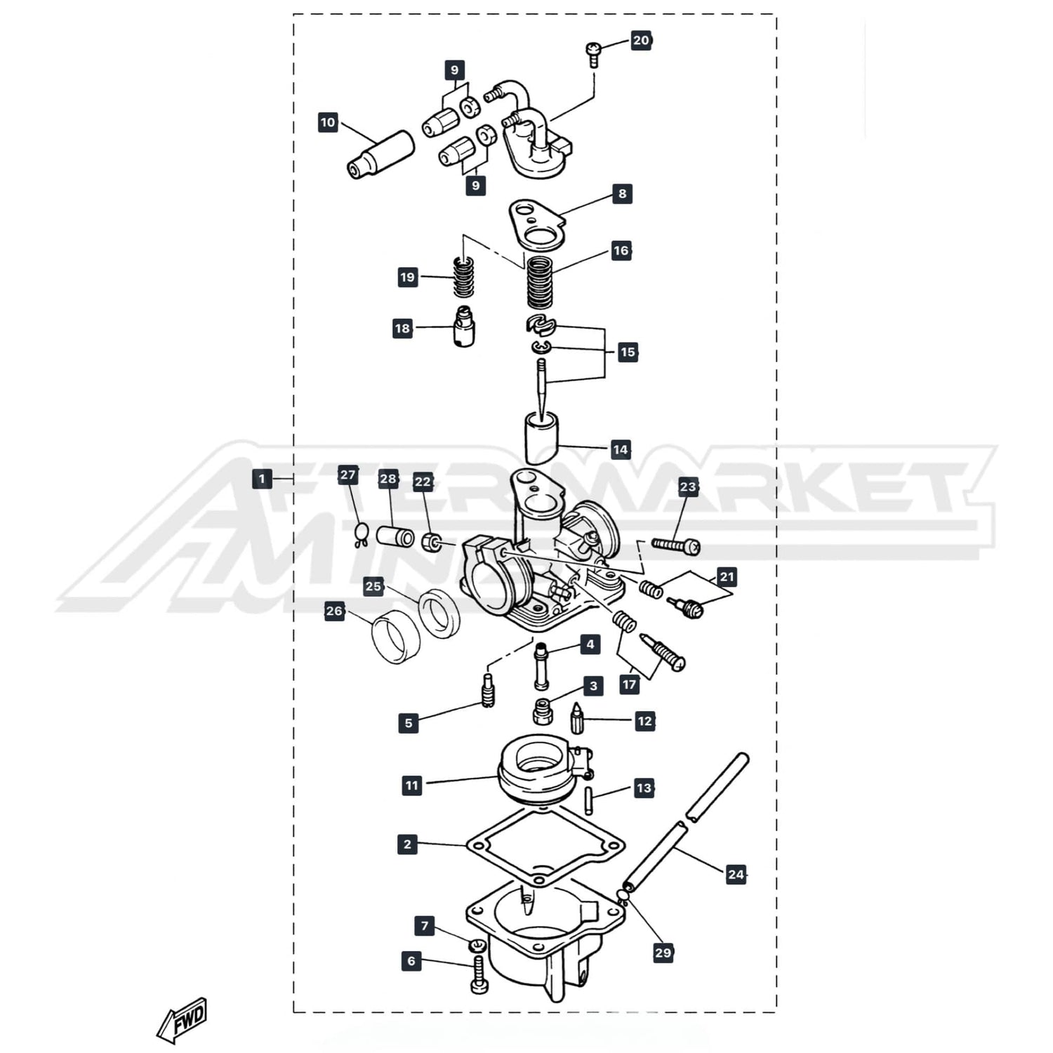 Yamaha PW50 Carburetor parts diagrams