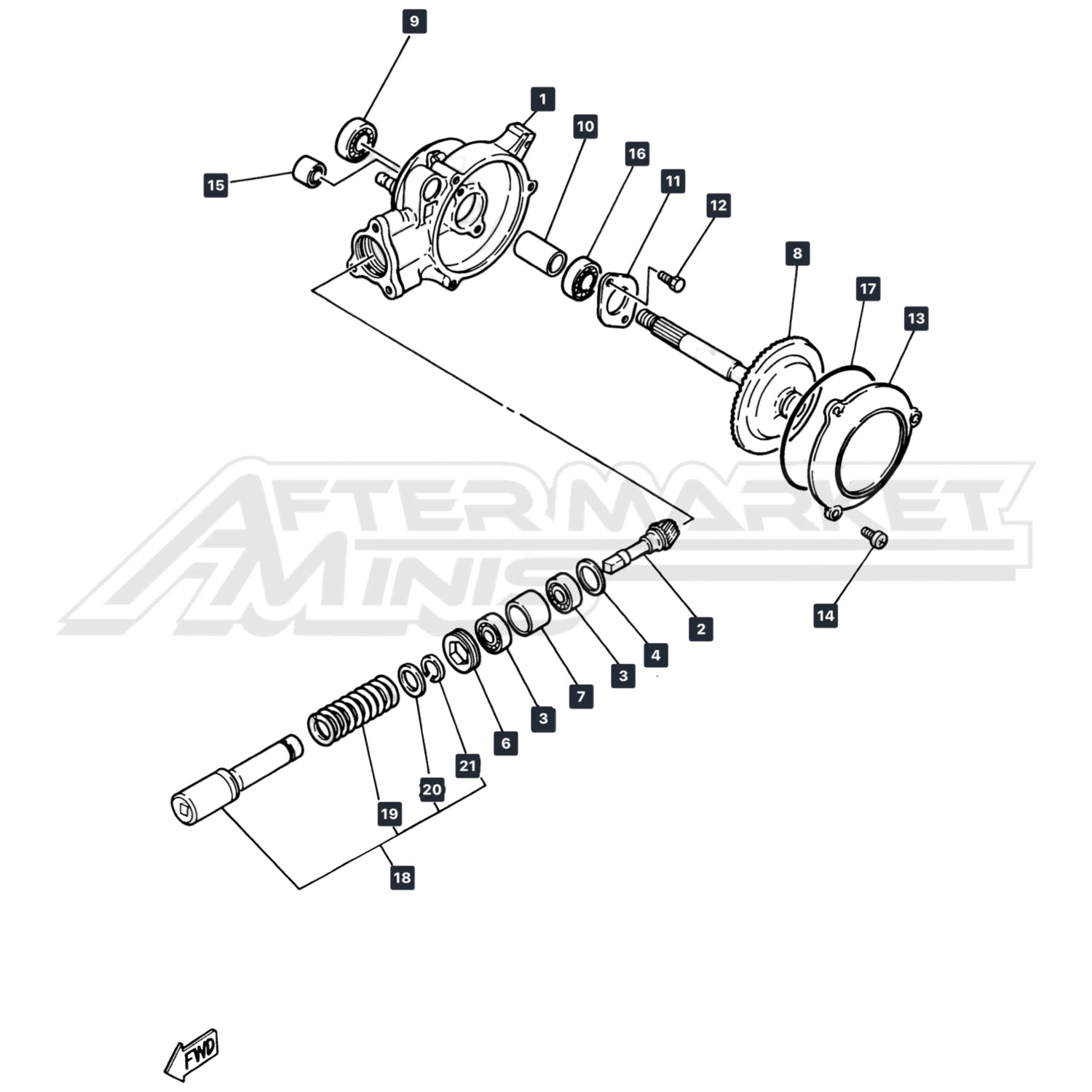 Yamaha PW50 Drive Shaft & Final Drive parts Diagram
