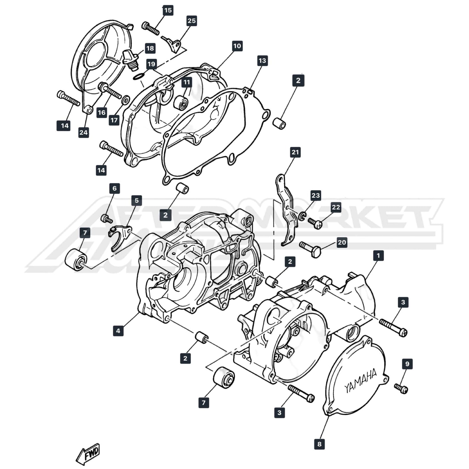 Yamaha PW50 Engine Cases & Crankcase Parts Diagram