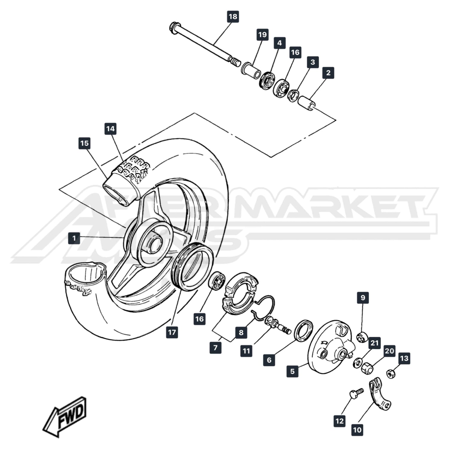 Yamaha PW50 Front Wheel & Brake Parts diagrams