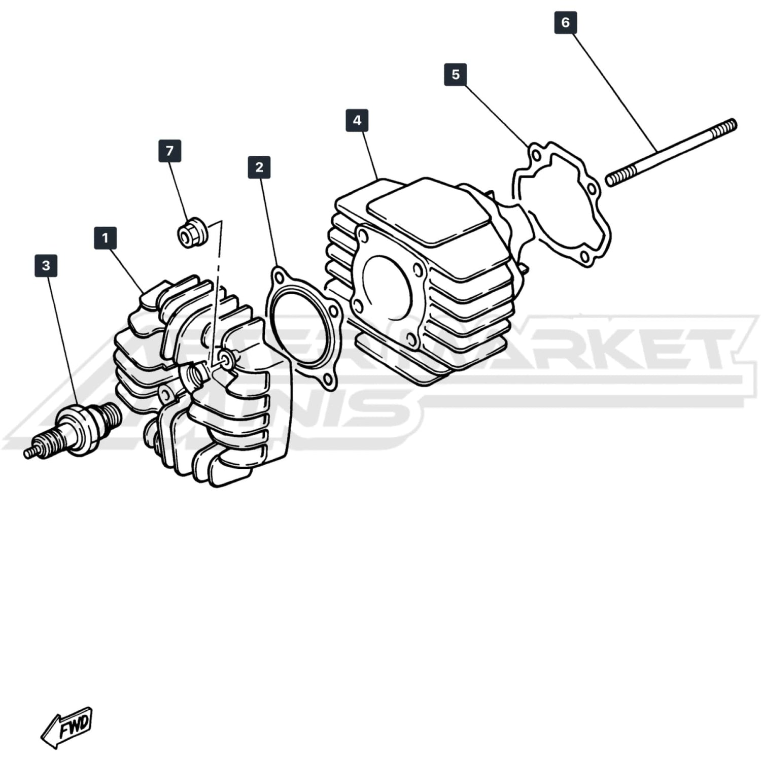 Yamaha PW50 Head / Cylinder parts diagram