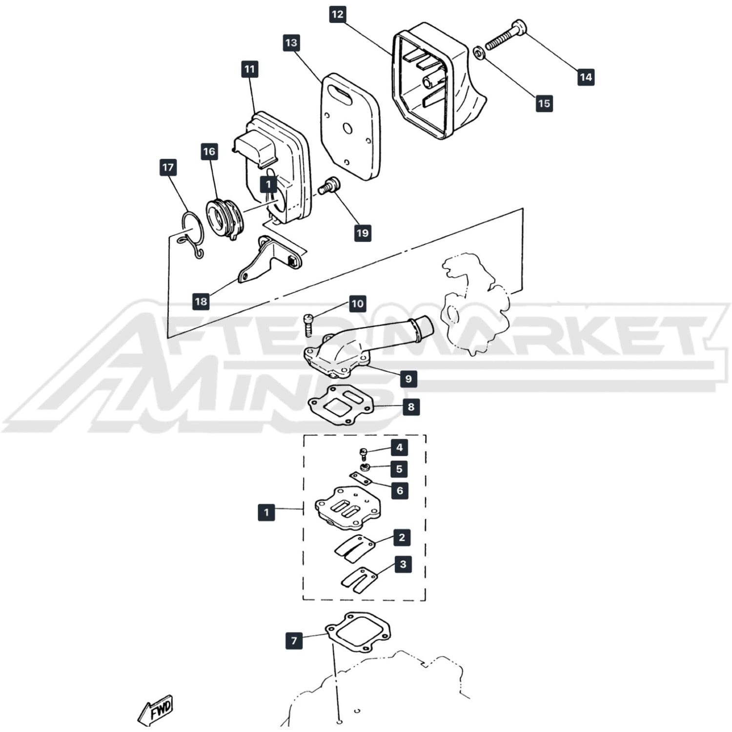 Yamaha PW50 Reed Valves, Intake & Air Box Parts diagram