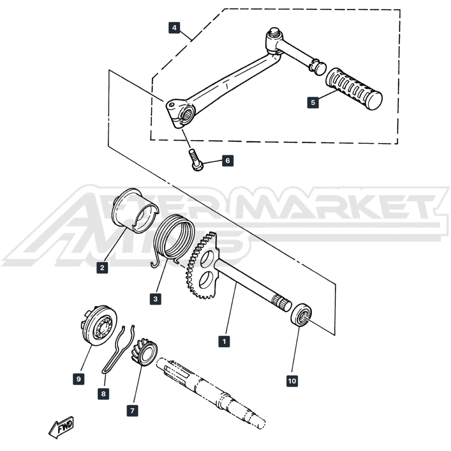 Yamaha PW50 Kick Starter parts diagram