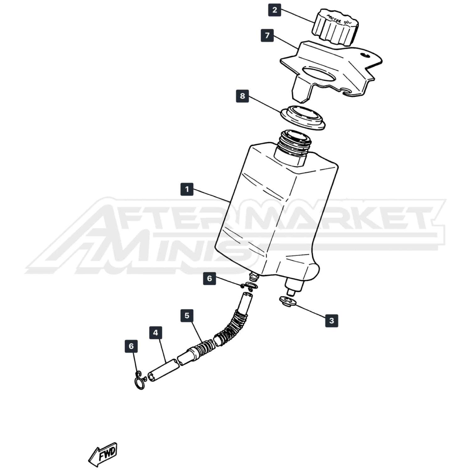 Yamaha PW50 Oil Tank System parts diagram