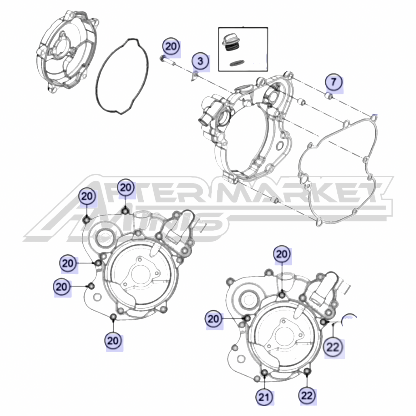 65cc Engine - Clutch Cover Hardware