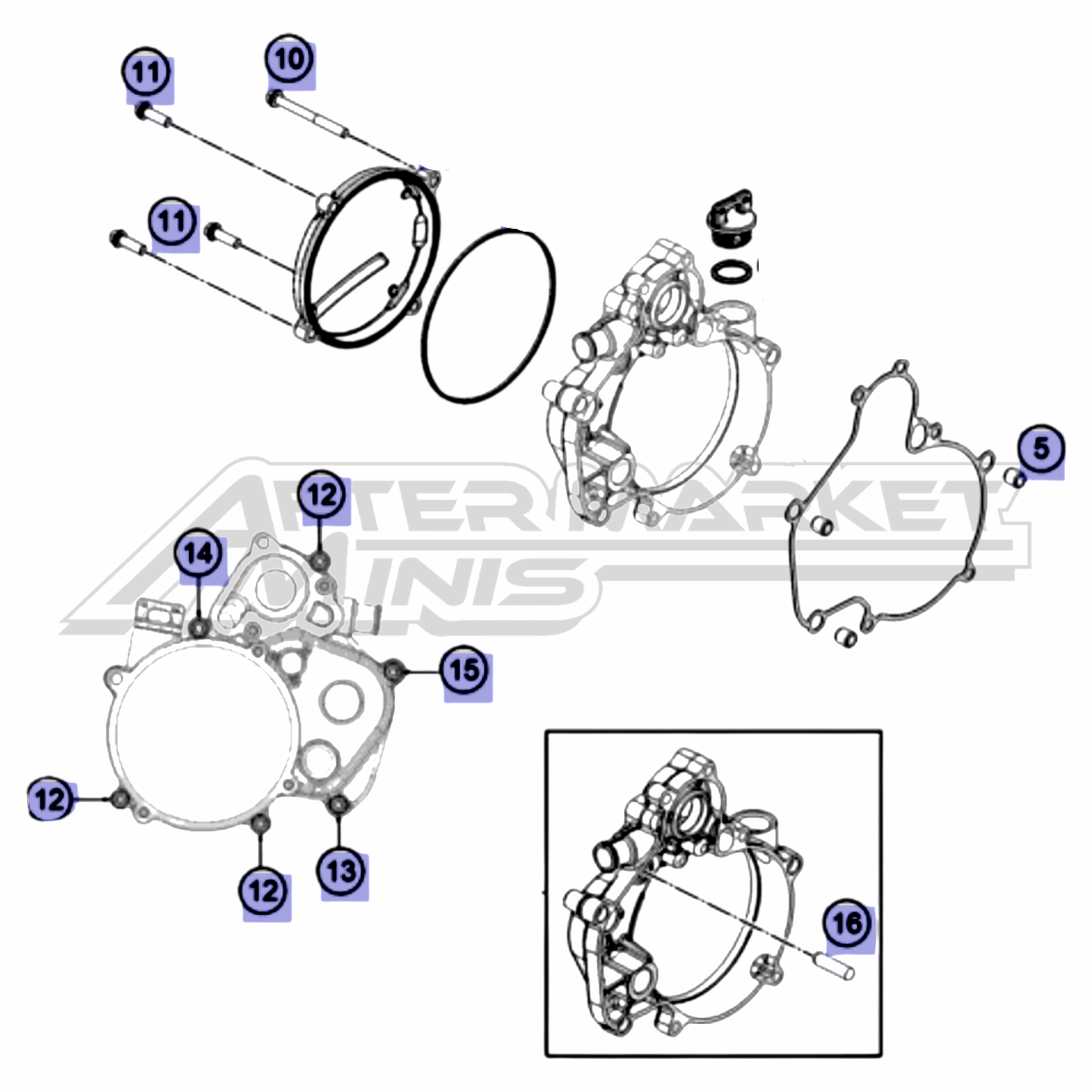 50cc Clutch Cover Hardware