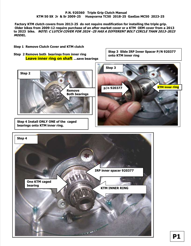 IRP Triple Grip Clutch - KTM SX50, Husqvarna TC50 and Gas Gas MC50