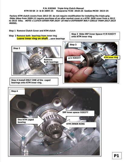IRP Triple Grip Clutch - KTM SX50, Husqvarna TC50 and Gas Gas MC50