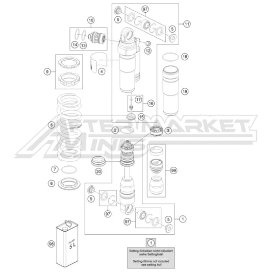 2025 Gas Gas MC 65 - Rear Shock Disassembled