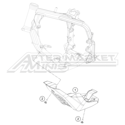 Illustration of 2025 Husqvarna EE 5 engine guard with labeled components on a white background, featuring the 'Aftermarket Minis' brand.