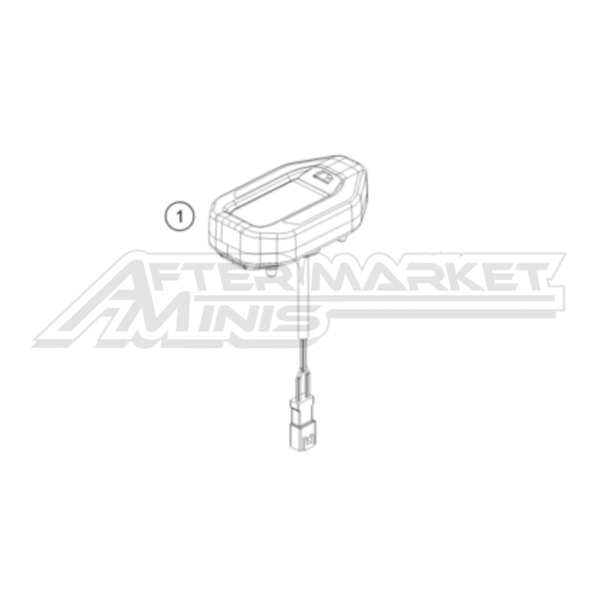 Illustration of 2025 Husqvarna EE 5 instruments and lock system with labeled components on a white background, featuring the 'Aftermarket Minis' brand.