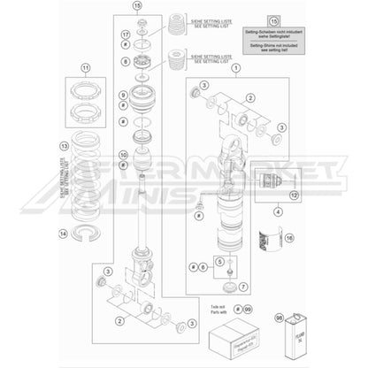 Husqvarna TC 65 Rear Shock Disassembled 2017-2023
