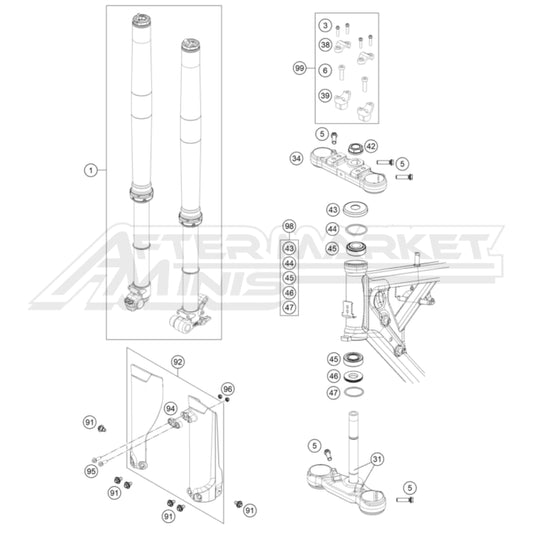 KTM 65 SX Front Fork Triple Clamp 2021-2023