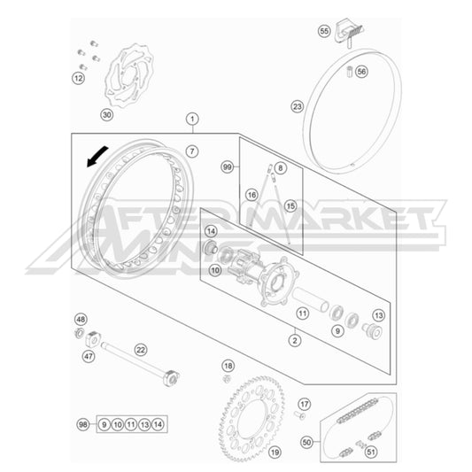 KTM 65 SX Rear Wheel 2016-2023