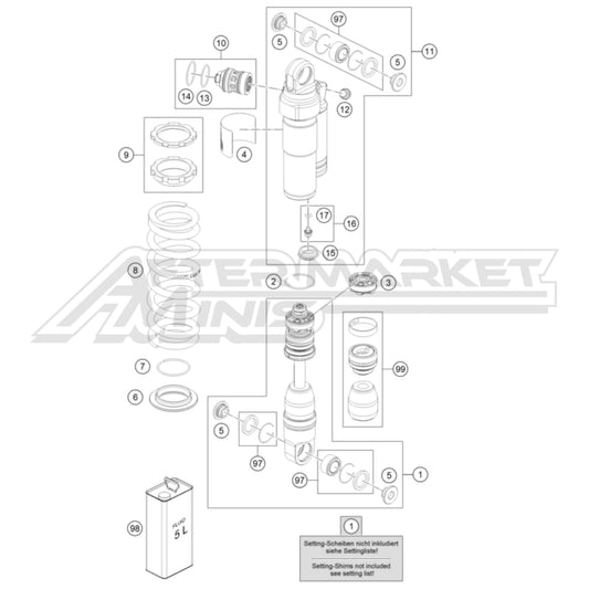 2024 KTM 65 SX - Rear Shock Disassembled