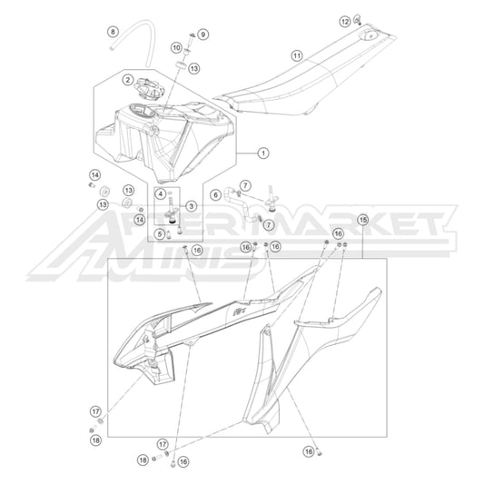 KTM 65 SX Gas Tank / Seat 2016-2023