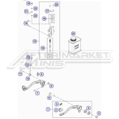 65cc Rear Brake Master Cylinder and Lever 2009-2022