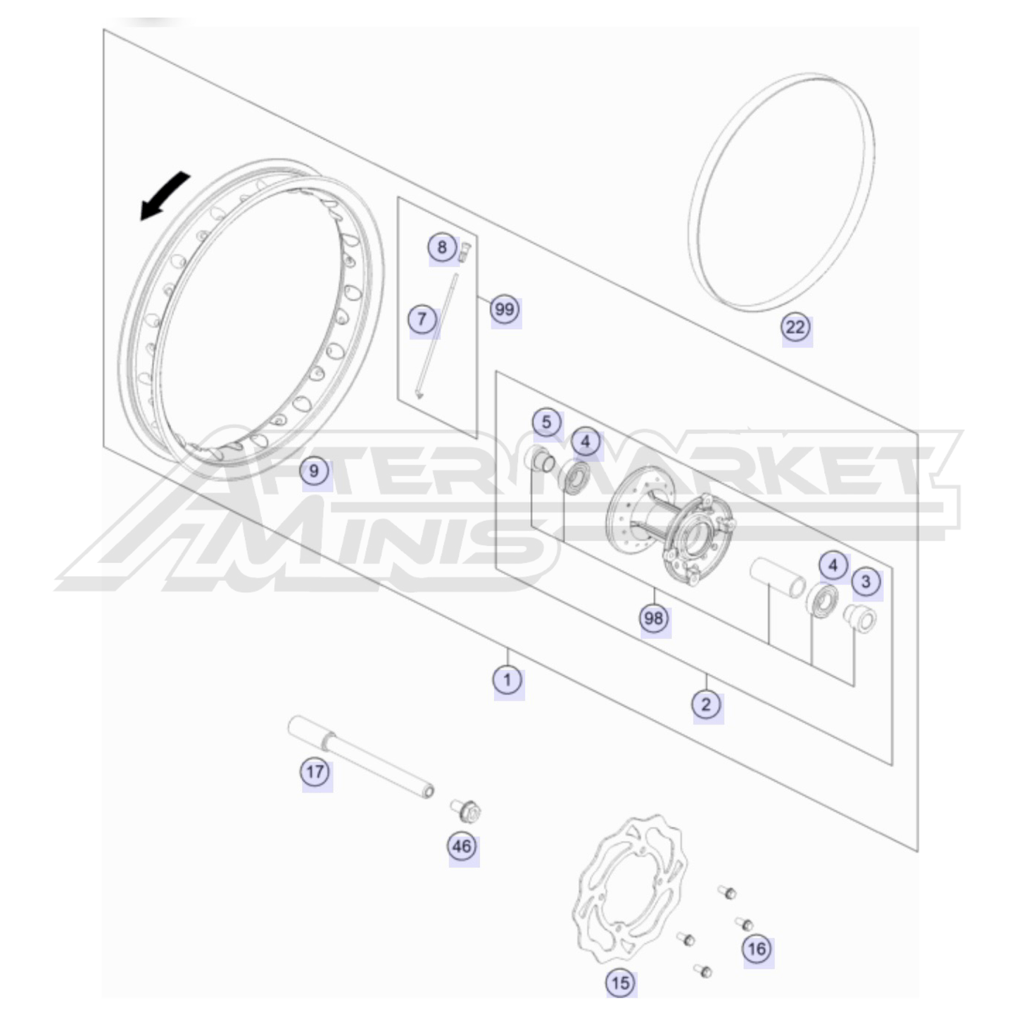 50cc Front 12" Wheel